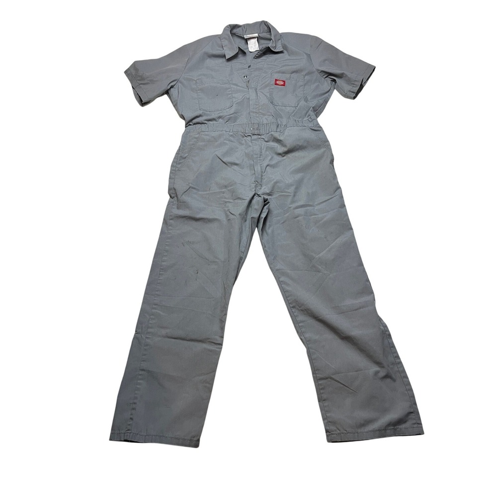 Dickies Coveralls Mens 42 S Grey Short Sleeve Industrial Workwear Jumpsuit